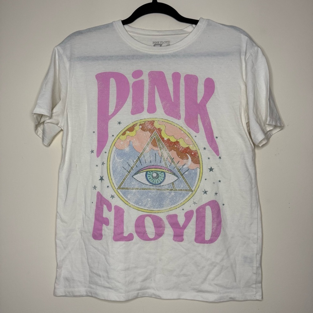 PINK FLOYD Graphic Cream and Pink Grunge Band Tshirt